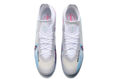 Men's Nike Air Zoom Mercurial Superfly 9 Elite FG Firm Ground High-Tops Football Boots - White/Blue/Pink