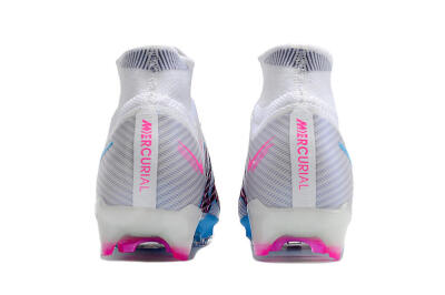 Men's Nike Air Zoom Mercurial Superfly 9 Elite FG Firm Ground High-Tops Football Boots - White/Blue/Pink