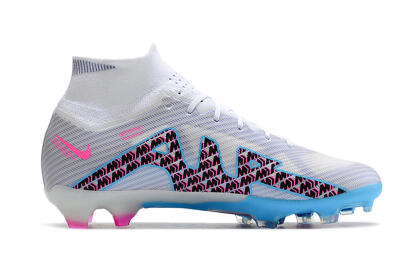 Men's Nike Air Zoom Mercurial Superfly 9 Elite FG Firm Ground High-Tops Football Boots - White/Blue/Pink