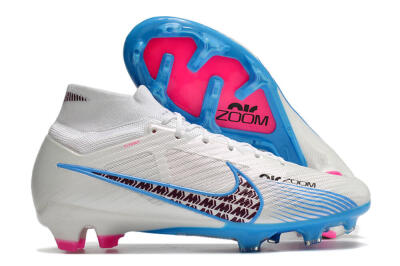 Men's Nike Air Zoom Mercurial Superfly 9 Elite FG Firm Ground High-Tops Football Boots - Grey/Blue/Red
