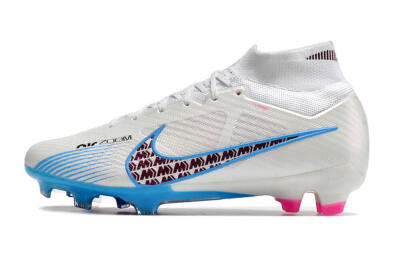 Men's Nike Air Zoom Mercurial Superfly 9 Elite FG Firm Ground High-Tops Football Boots - Grey/Blue/Red