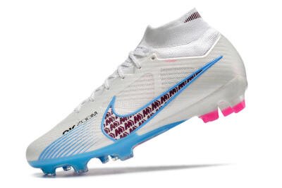 Men's Nike Air Zoom Mercurial Superfly 9 Elite FG Firm Ground High-Tops Football Boots - Grey/Blue/Red