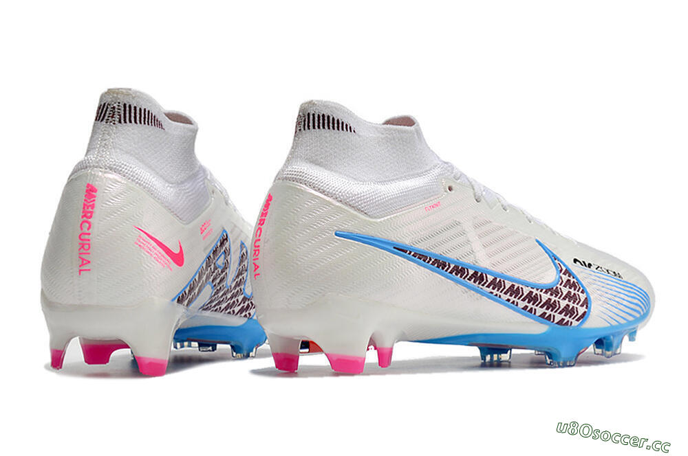 Men's Nike Air Zoom Mercurial Superfly 9 Elite FG Firm Ground High-Tops Football Boots - Grey/Blue/Red 6