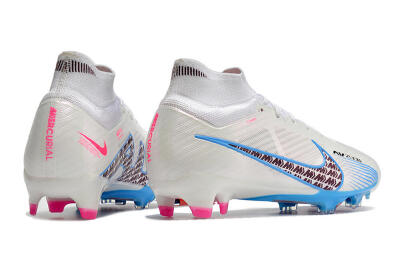 Men's Nike Air Zoom Mercurial Superfly 9 Elite FG Firm Ground High-Tops Football Boots - Grey/Blue/Red
