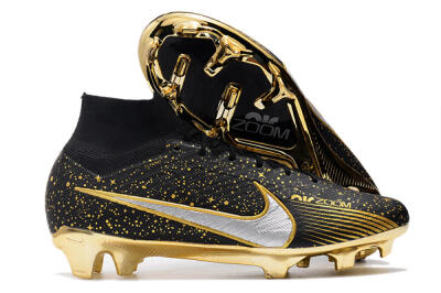 Men's Nike Air Zoom Mercurial Superfly 9 Elite FG Firm Ground High-Tops Football Boots - Black/Gold