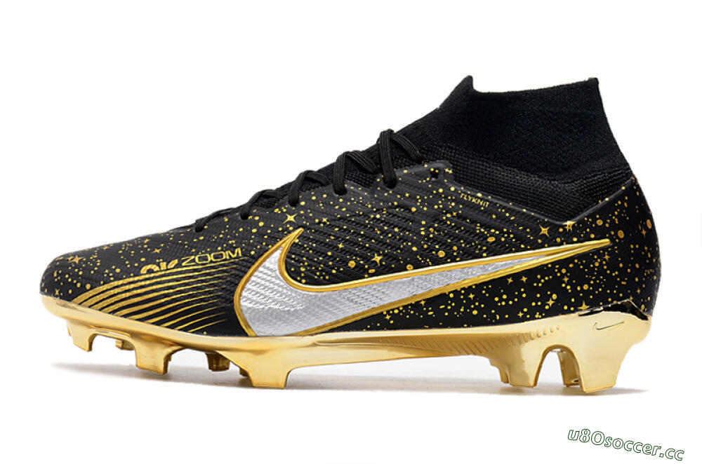 Men's Nike Air Zoom Mercurial Superfly 9 Elite FG Firm Ground High-Tops Football Boots - Black/Gold 0
