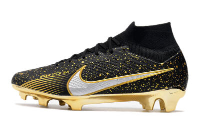 Men's Nike Air Zoom Mercurial Superfly 9 Elite FG Firm Ground High-Tops Football Boots - Black/Gold