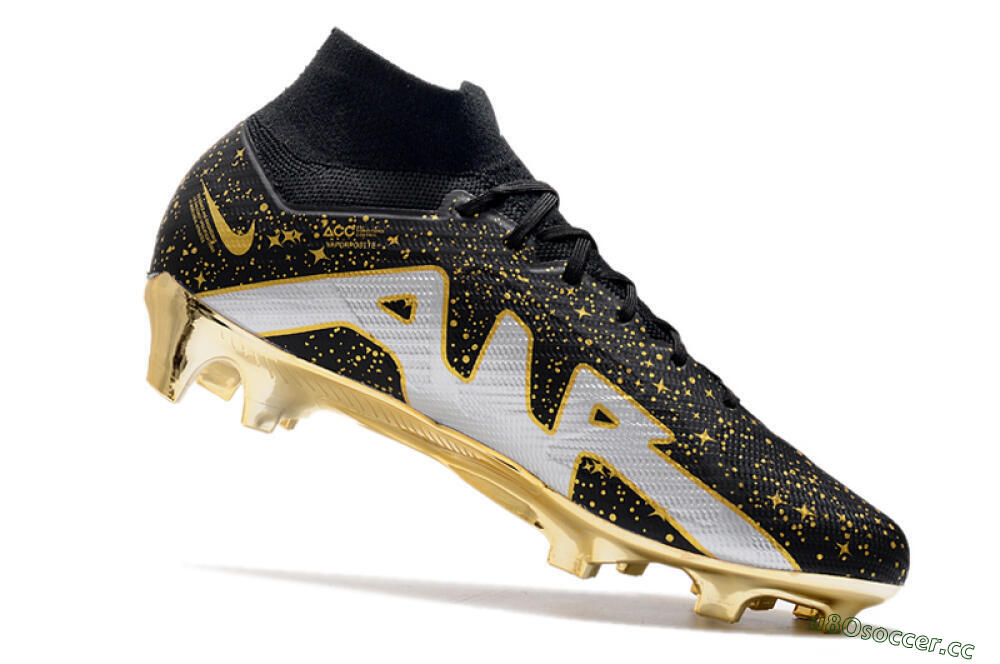 Men's Nike Air Zoom Mercurial Superfly 9 Elite FG Firm Ground High-Tops Football Boots - Black/Gold 4