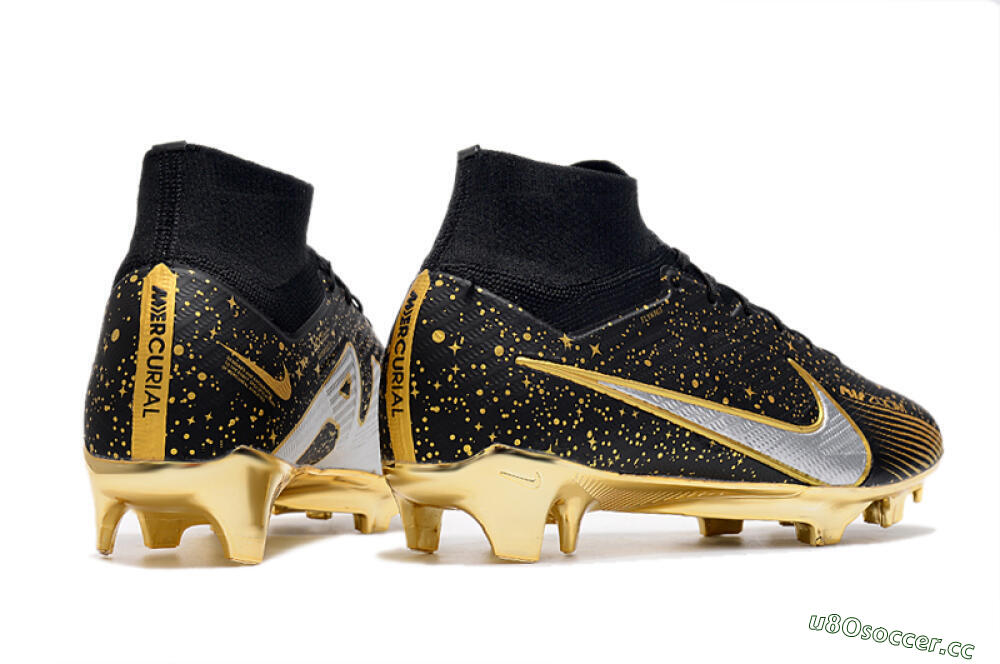Men's Nike Air Zoom Mercurial Superfly 9 Elite FG Firm Ground High-Tops Football Boots - Black/Gold 6