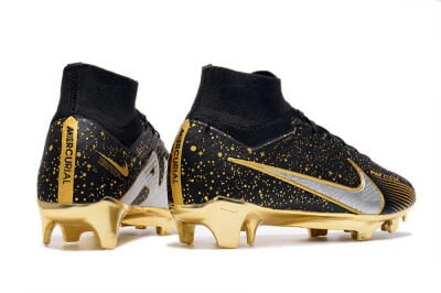 Men's Nike Air Zoom Mercurial Superfly 9 Elite FG Firm Ground High-Tops Football Boots - Black/Gold