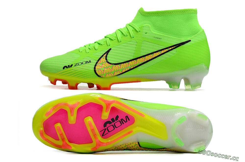 Men's Nike Air Zoom Mercurial Superfly 9 Elite FG Firm Ground High-Tops Football Boots - Green/Yellow/Black 1