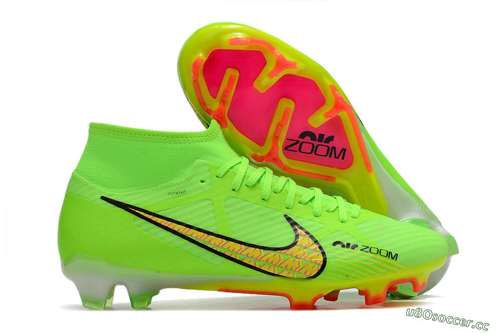 Men's Nike Air Zoom Mercurial Superfly 9 Elite FG Firm Ground High-Tops Football Boots - Green/Yellow/Black 2