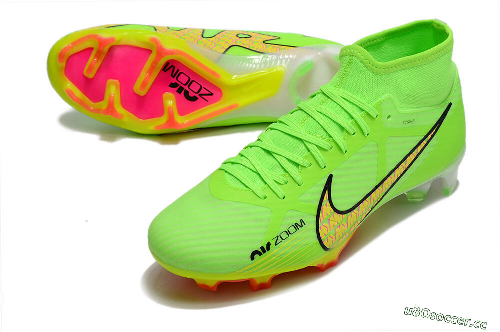 Men's Nike Air Zoom Mercurial Superfly 9 Elite FG Firm Ground High-Tops Football Boots - Green/Yellow/Black 3