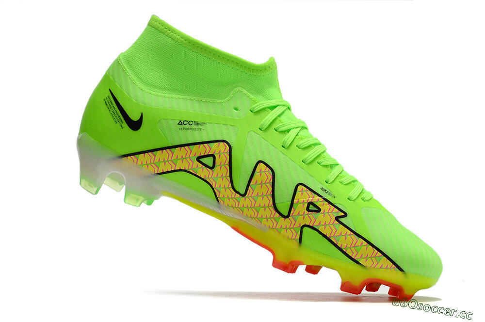 Men's Nike Air Zoom Mercurial Superfly 9 Elite FG Firm Ground High-Tops Football Boots - Green/Yellow/Black 4