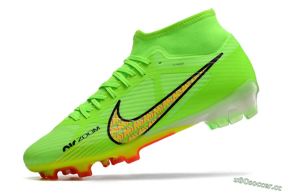 Men's Nike Air Zoom Mercurial Superfly 9 Elite FG Firm Ground High-Tops Football Boots - Green/Yellow/Black 5