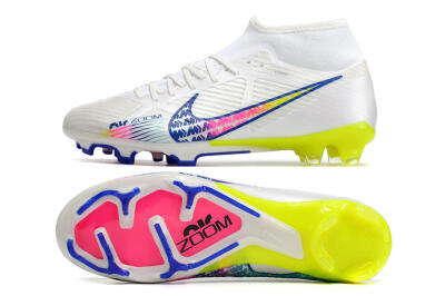 Men's Nike Air Zoom Mercurial Superfly 9 Elite FG Firm Ground High-Tops Football Boots - White/Blue/Pink/Green