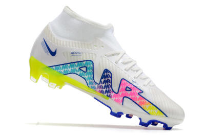 Men's Nike Air Zoom Mercurial Superfly 9 Elite FG Firm Ground High-Tops Football Boots - White/Blue/Pink/Green