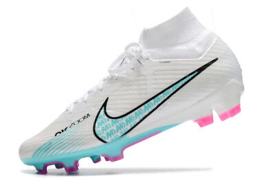 Unisex Nike Air Zoom Mercurial Superfly 9 Elite FG Firm Ground High-Tops Football Boots - White/Blue/Black