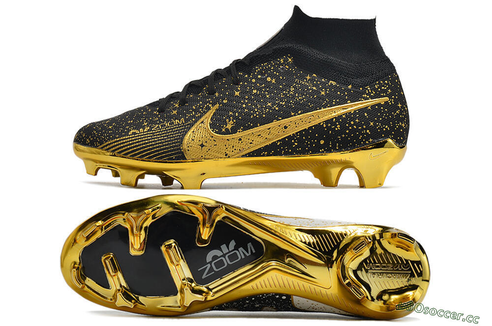 Men's Nike Air Zoom Mercurial Superfly 9 Elite FG Firm Ground High-Tops Football Boots - White/Gold/Silver 1