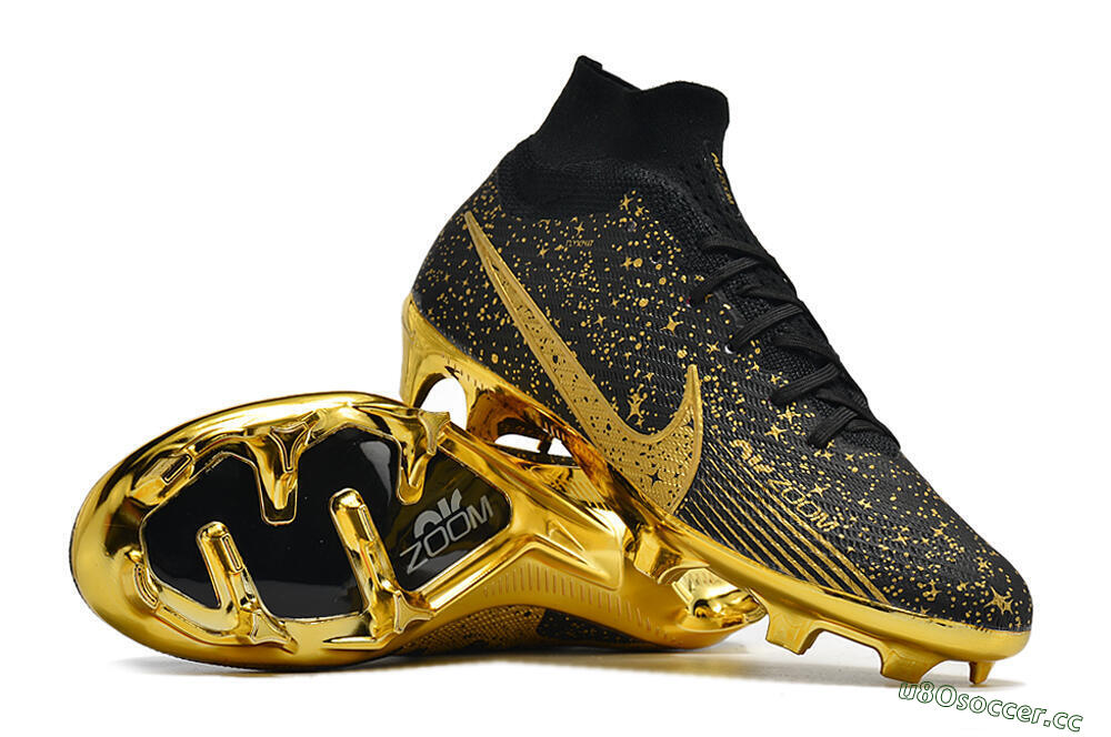 Men's Nike Air Zoom Mercurial Superfly 9 Elite FG Firm Ground High-Tops Football Boots - White/Gold/Silver 0