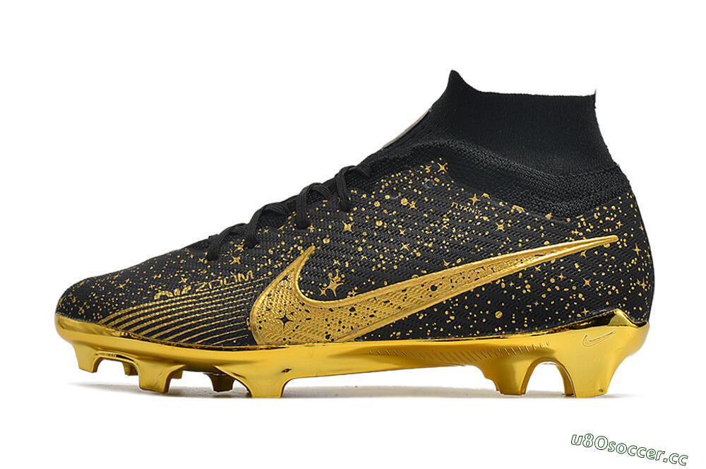 Men's Nike Air Zoom Mercurial Superfly 9 Elite FG Firm Ground High-Tops Football Boots - White/Gold/Silver 3