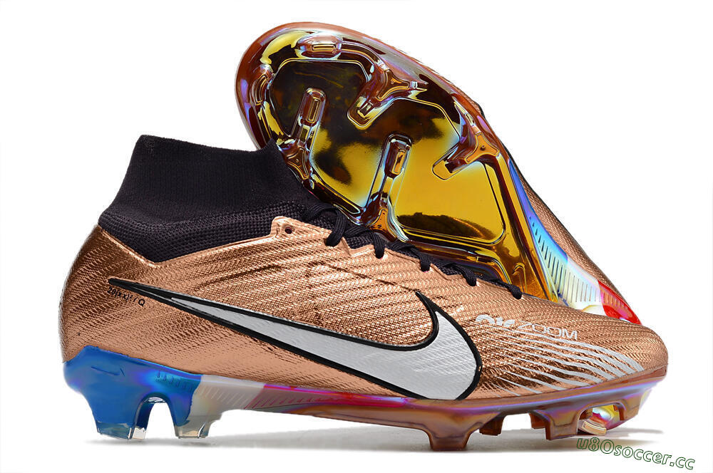Unisex Nike Air Zoom Mercurial Vapor 15 Elite FG Firm Ground High-Tops Football Boots - Gold/White/Black 2