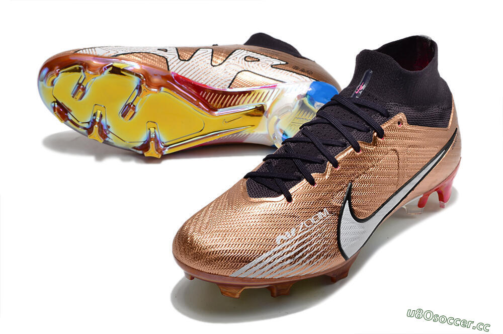 Unisex Nike Air Zoom Mercurial Vapor 15 Elite FG Firm Ground High-Tops Football Boots - Gold/White/Black 3