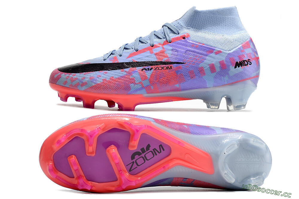 Unisex Nike Air Zoom Mercurial Superfly 9 Elite FG Firm Ground High-Tops Football Boots - Blue/Purple/Pink 1