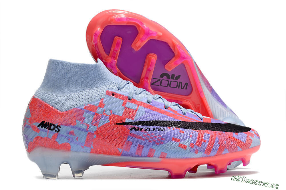 Unisex Nike Air Zoom Mercurial Superfly 9 Elite FG Firm Ground High-Tops Football Boots - Blue/Purple/Pink 2