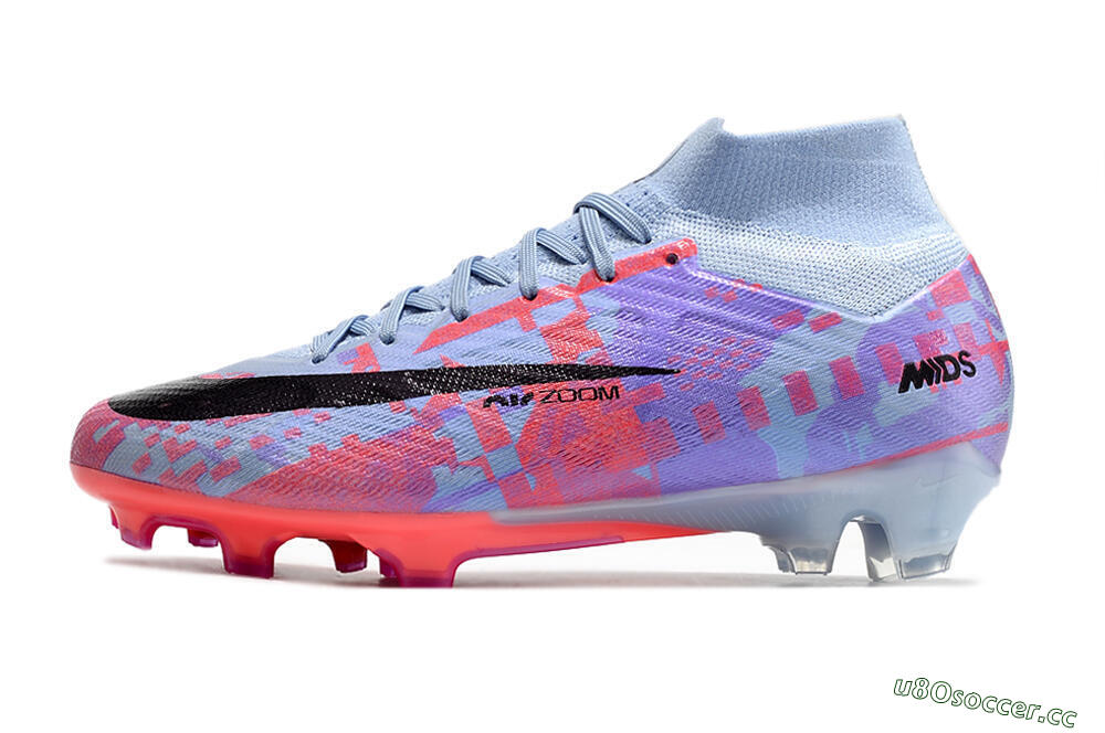 Unisex Nike Air Zoom Mercurial Superfly 9 Elite FG Firm Ground High-Tops Football Boots - Blue/Purple/Pink 0