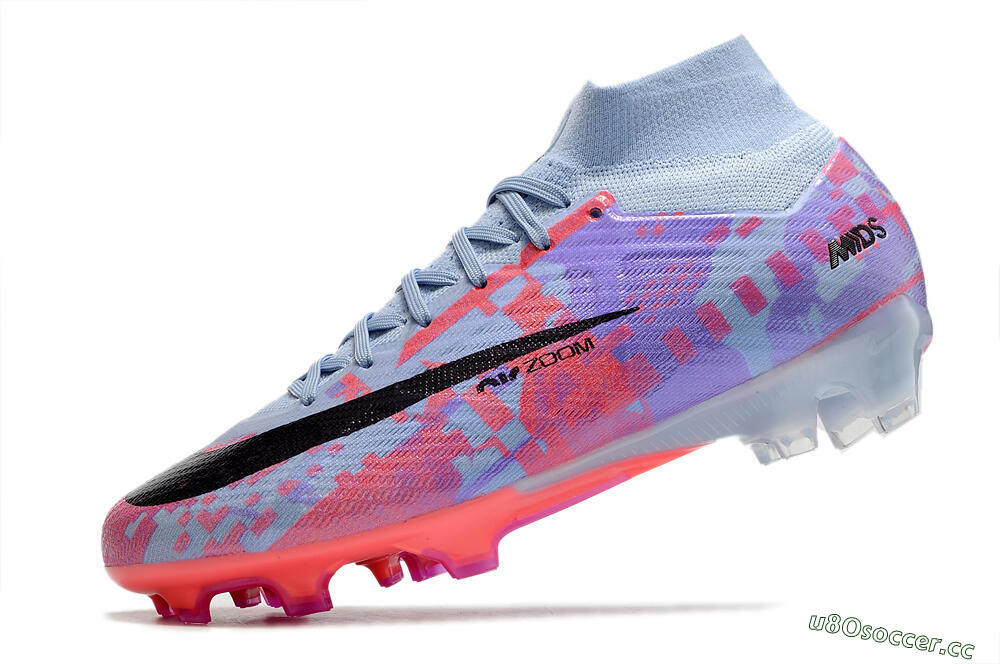 Unisex Nike Air Zoom Mercurial Superfly 9 Elite FG Firm Ground High-Tops Football Boots - Blue/Purple/Pink 5