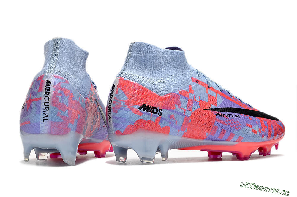 Unisex Nike Air Zoom Mercurial Superfly 9 Elite FG Firm Ground High-Tops Football Boots - Blue/Purple/Pink 6