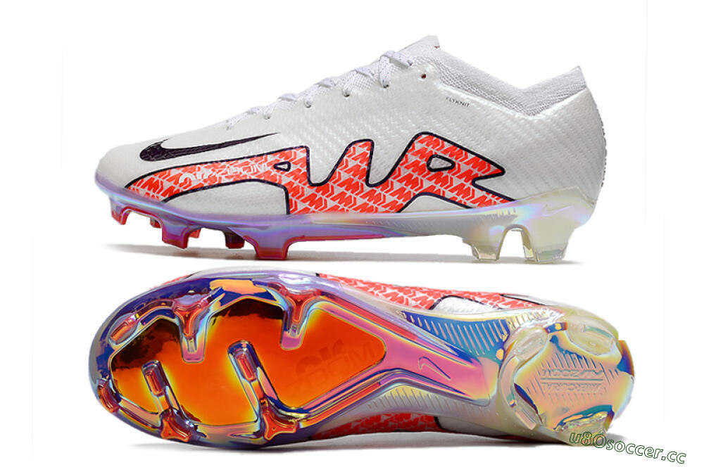Men's Nike Air Zoom Mercurial Vapor 15 Elite FG Firm Ground Low-Tops Football Boots - White/Red 1