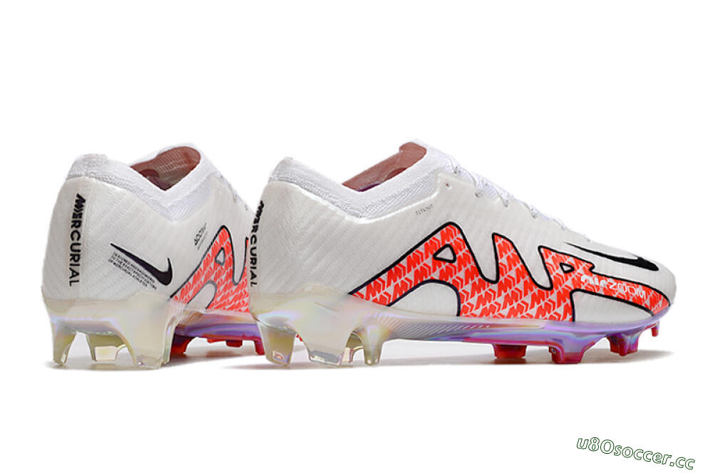 Men's Nike Air Zoom Mercurial Vapor 15 Elite FG Firm Ground Low-Tops Football Boots - White/Red 6