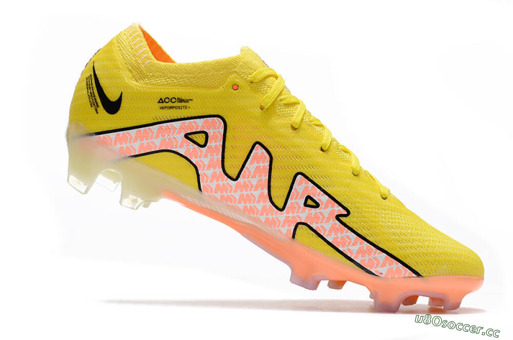 Men's Nike Air Zoom Mercurial Vapor 15 Elite FG Firm Ground Low-Tops Football Boots - Yellow/Pink 4