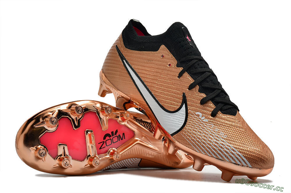 Men's Nike Air Zoom Mercurial Vapor 15 Elite FG Firm Ground Low-Tops Football Boots - Gold/White/Black 3