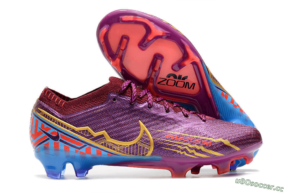 Men's Nike Air Zoom Mercurial Vapor 15 Elite FG Firm Ground Low-Tops Football Boots - Purple/Blue/Gold 2