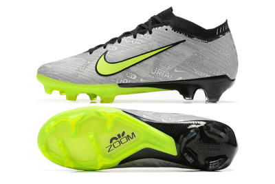 Men's Nike Air Zoom Mercurial Vapor 15 Elite FG Firm Ground Low-Tops Football Boots - Silver/Green