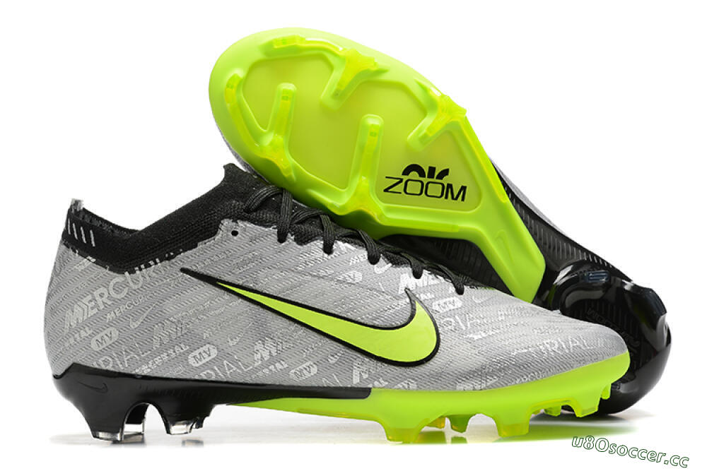 Men's Nike Air Zoom Mercurial Vapor 15 Elite FG Firm Ground Low-Tops Football Boots - Silver/Green 2