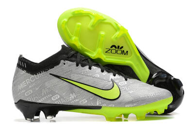 Men's Nike Air Zoom Mercurial Vapor 15 Elite FG Firm Ground Low-Tops Football Boots - Silver/Green