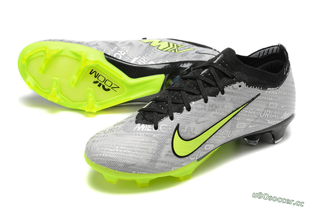 Men's Nike Air Zoom Mercurial Vapor 15 Elite FG Firm Ground Low-Tops Football Boots - Silver/Green 3