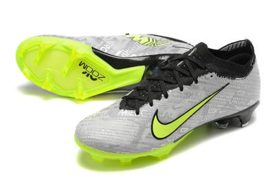 Men's Nike Air Zoom Mercurial Vapor 15 Elite FG Firm Ground Low-Tops Football Boots - Silver/Green