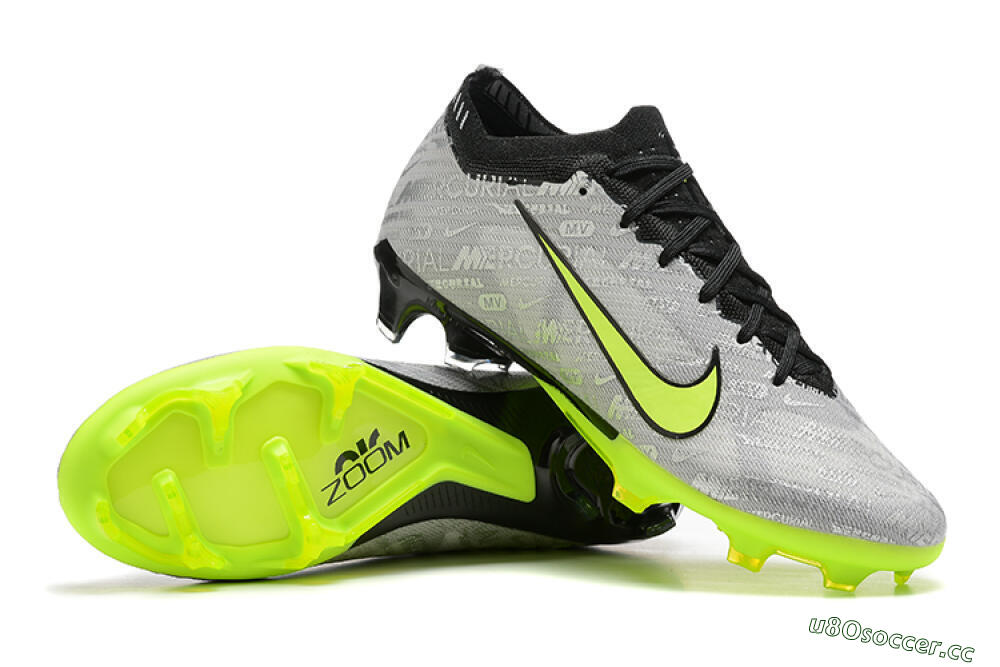 Men's Nike Air Zoom Mercurial Vapor 15 Elite FG Firm Ground Low-Tops Football Boots - Silver/Green 4