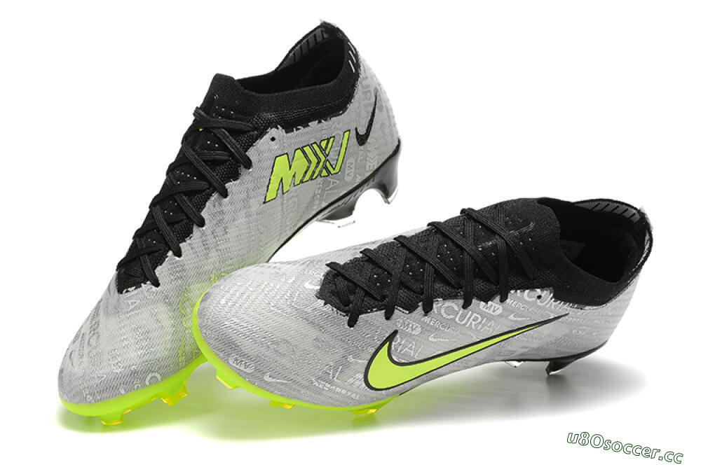 Men's Nike Air Zoom Mercurial Vapor 15 Elite FG Firm Ground Low-Tops Football Boots - Silver/Green 6