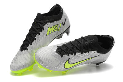 Men's Nike Air Zoom Mercurial Vapor 15 Elite FG Firm Ground Low-Tops Football Boots - Silver/Green
