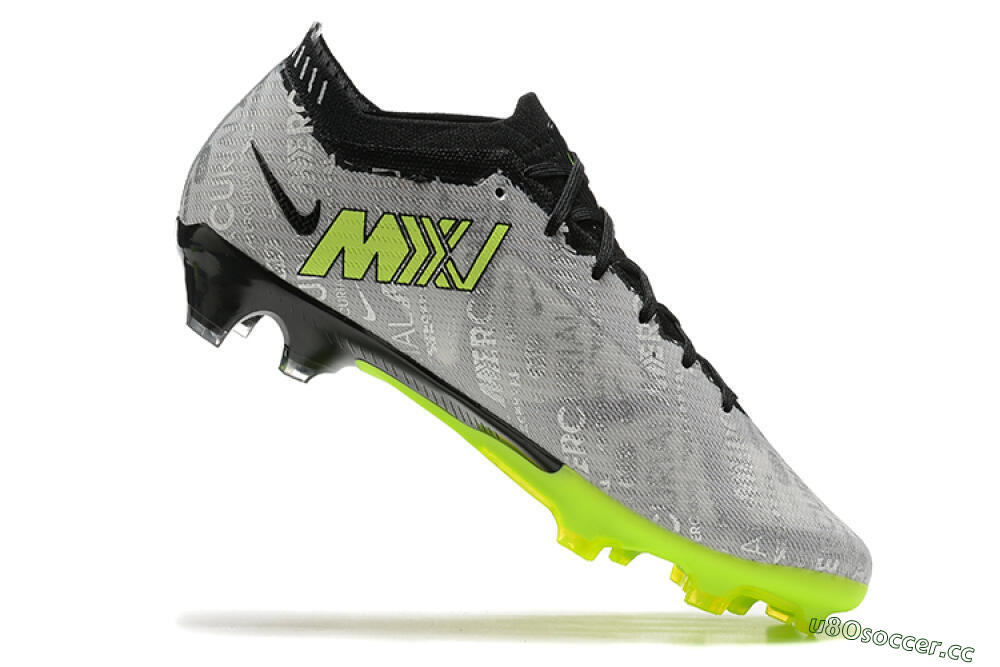 Men's Nike Air Zoom Mercurial Vapor 15 Elite FG Firm Ground Low-Tops Football Boots - Silver/Green 7