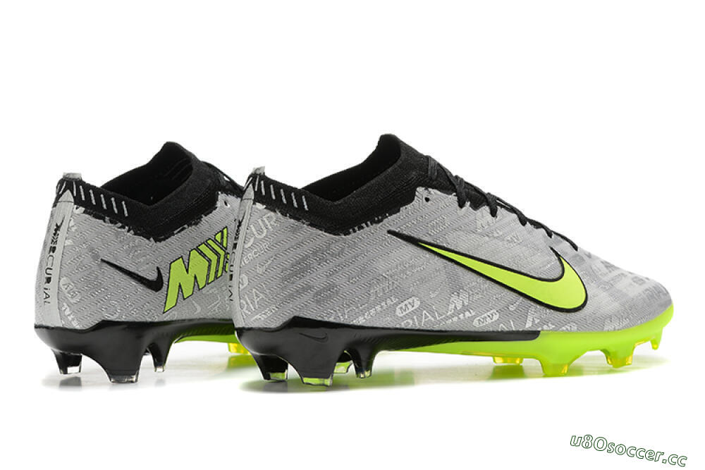 Men's Nike Air Zoom Mercurial Vapor 15 Elite FG Firm Ground Low-Tops Football Boots - Silver/Green 9