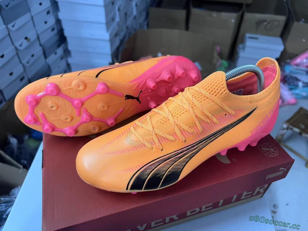 Men's Puma Ultra Ultimate MG Multi Ground Low-Tops Football Boots - Yellow/Black/Pink