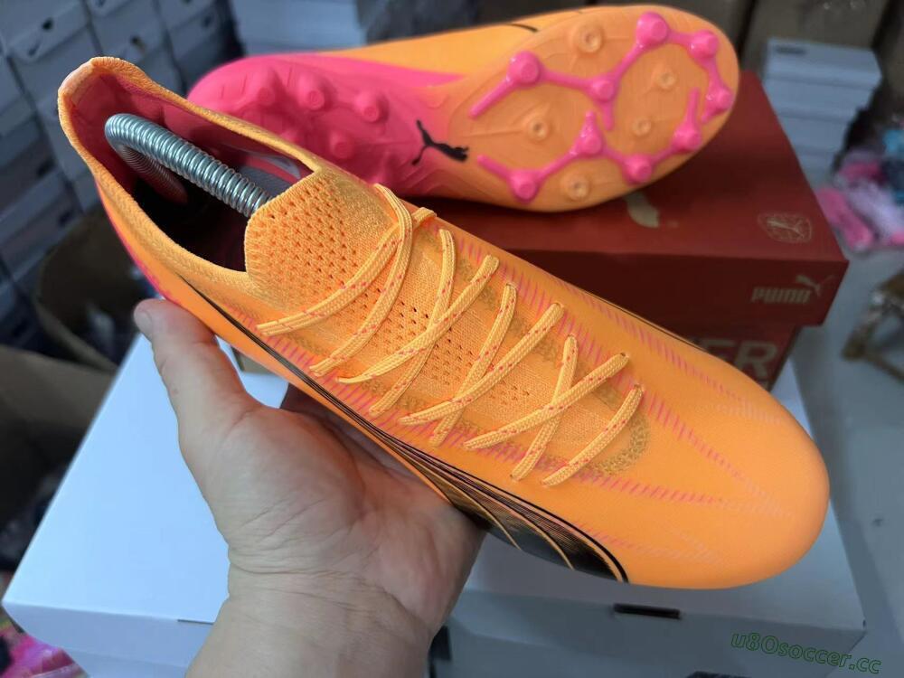 Men's Puma Ultra Ultimate MG Multi Ground Low-Tops Football Boots - Yellow/Black/Pink