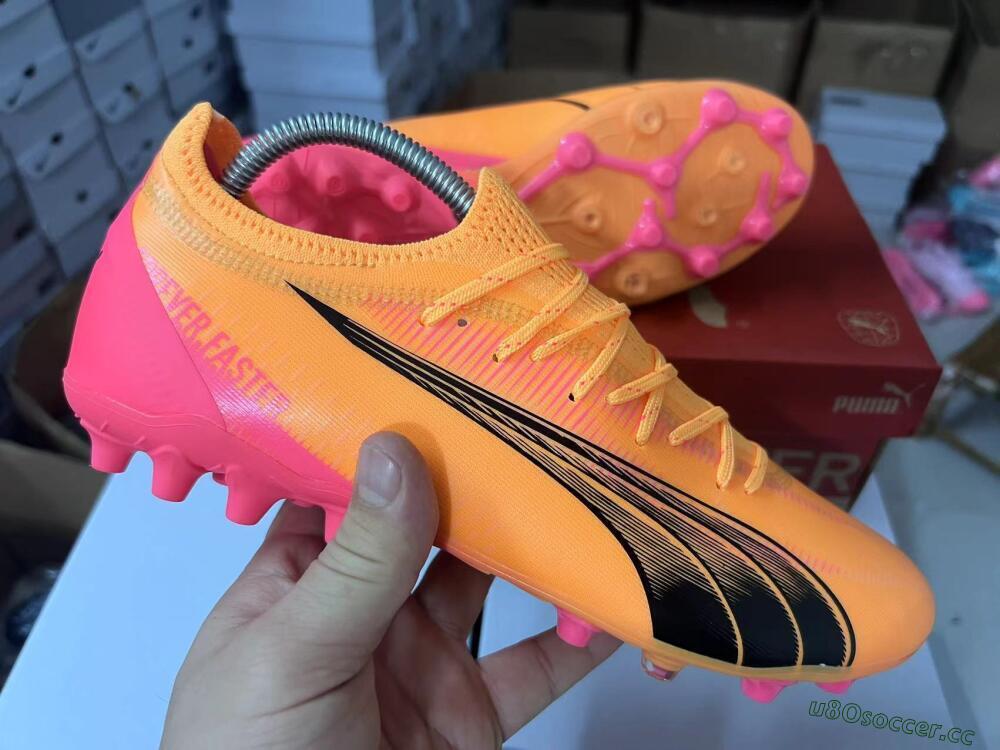 Men's Puma Ultra Ultimate MG Multi Ground Low-Tops Football Boots - Yellow/Black/Pink